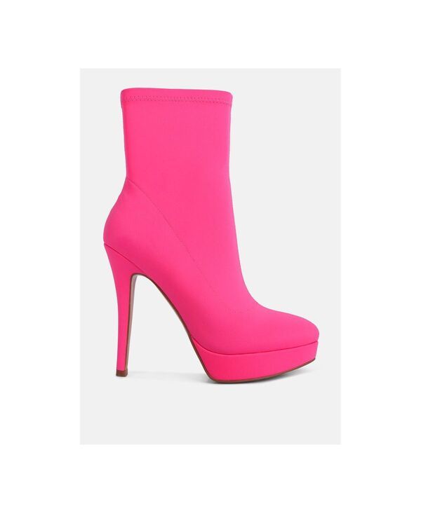ロンドンラグ レディース シューズ ブーツ・レインブーツ アンクル ブーツ ヒール London Rag patotie lycra high heel ankle boots Pink ピンク