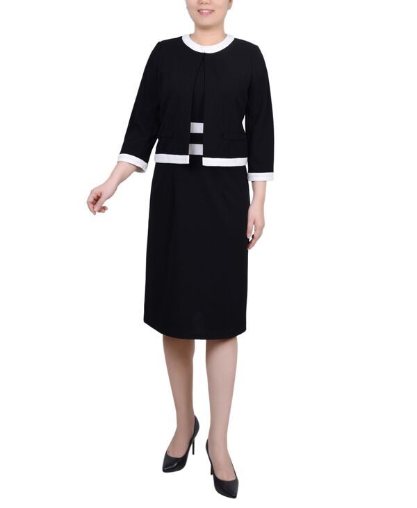 ニューヨークコレクション レディース トップス ワンピース カラーブロック NY Collection Womens Elbow Sleeve Colorblocked Dress 2 Piece S