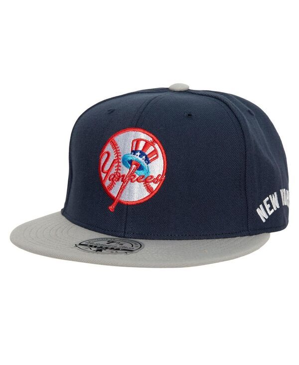 ミッチェルネス メンズ アクセサリー 帽子 Mitchell Ness Mens Navy Gray New York Yankees Bases Loaded Fitted Hat Navy Gra
