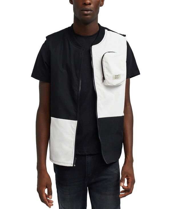 リーズン メンズ アウター ジャケット・ブルゾン ベスト Reason Mens Utility Full Zip Vest Black White ホワイト