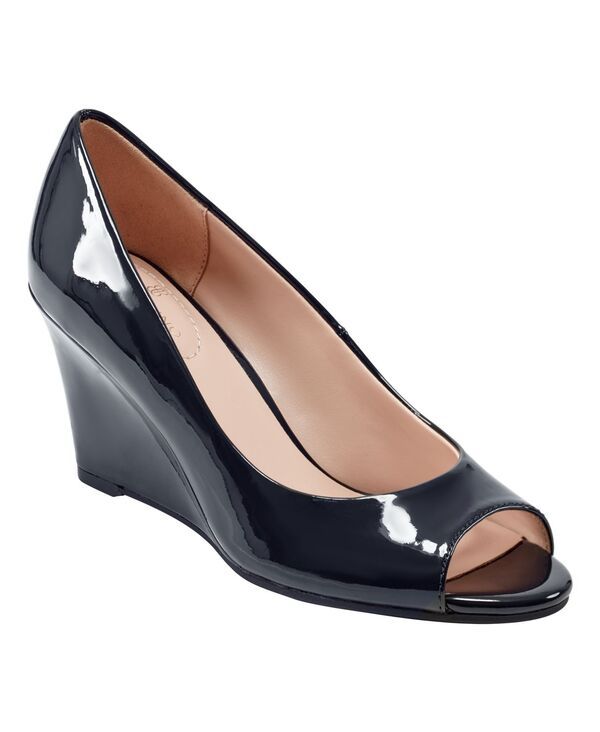 バンドリーノ レディース シューズ パンプス Bandolino Womens Tufflove Peep Toe Wedge Pumps Navy Patent ネイビー