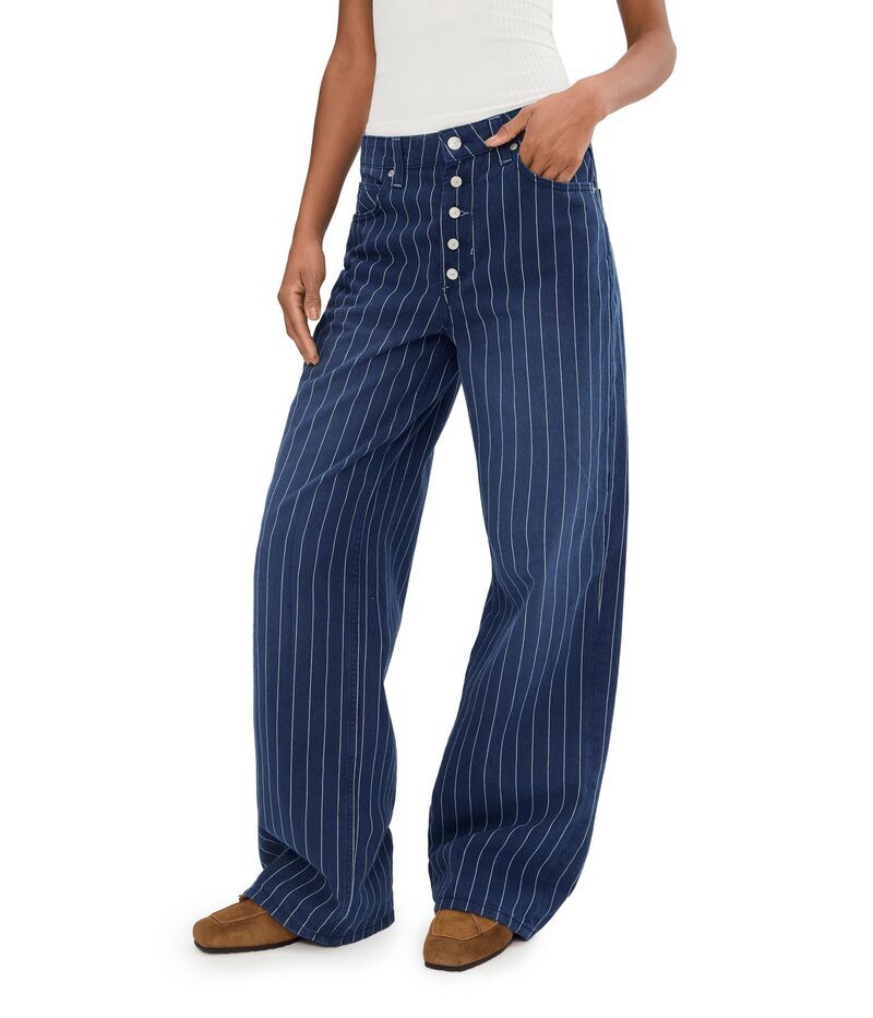 フリーピープル レディース ボトムス カジュアルパンツ Free People Striped Nia BF Jean Indigo Pinstrip インディゴ