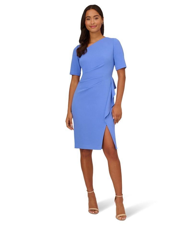 アドリアナ パペル レディース トップス ワンピース クレープ アシンメトリー ドレープ Adrianna Papell Stretch Crepe Side Draped Sheath Dress
