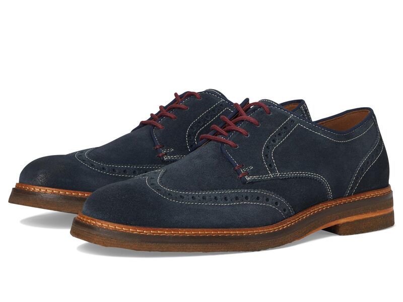 ジョンストンアンドマーフィー メンズ シューズ オックスフォード ウィングチップ Johnston Murphy Calder Wingtip Navy Waxed Suede ネイビー