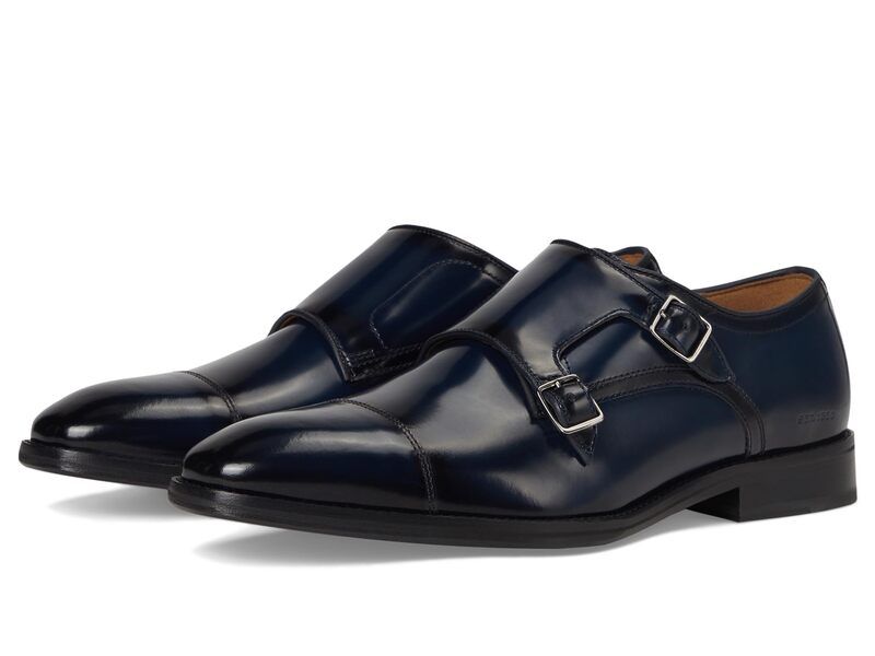 ジョンストンアンドマーフィー メンズ シューズ オックスフォード キャップ Johnston Murphy Sullivan Double Buckle Cap Toe Navy Italian Ca