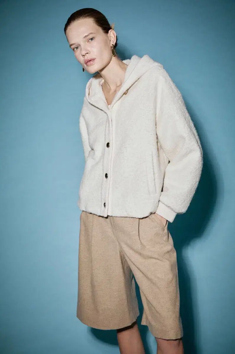 25 the CASHMERE ラムズウール ブレンド フーディー アウター ハン(HAN) WHO