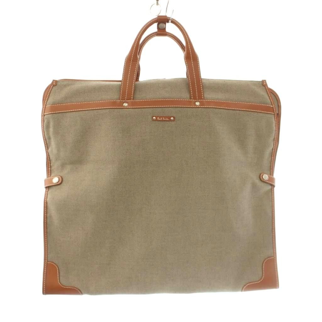 ポールスミス PAUL SMITH ガーメントバッグ ハンガー付き キャンバス レザー ベージュ 黒 ブラック 茶 ブラウン /MI