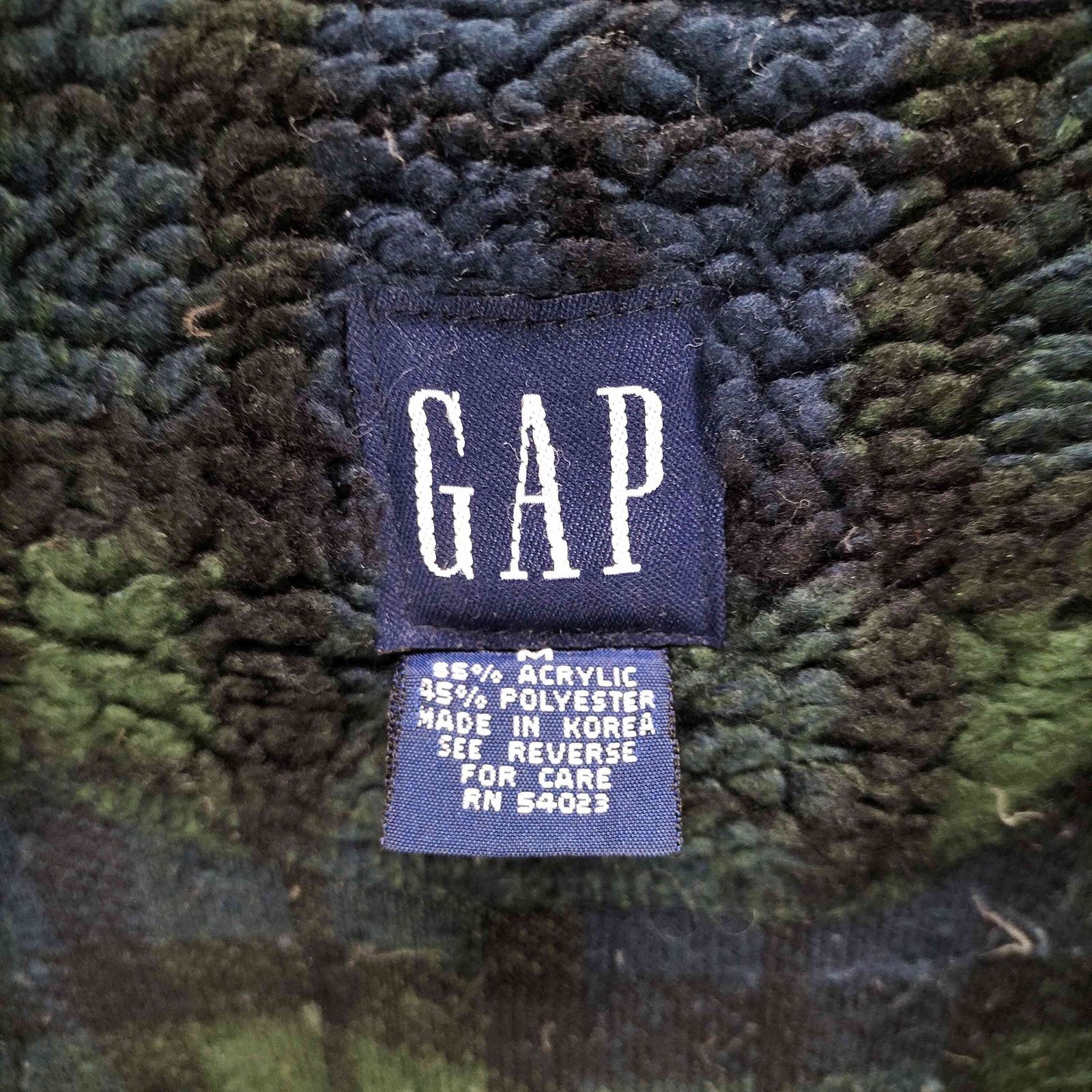 ギャップ Gap 90S OLD デカタグ チェック ボア フリース フルジップ
