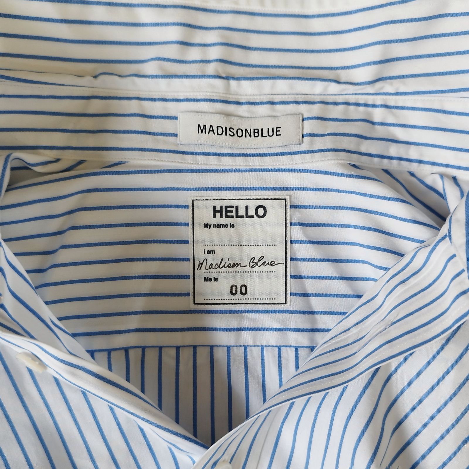 美品【マディソンブルー】 半袖シャツ RELAXED FIT SH P.STRIPE