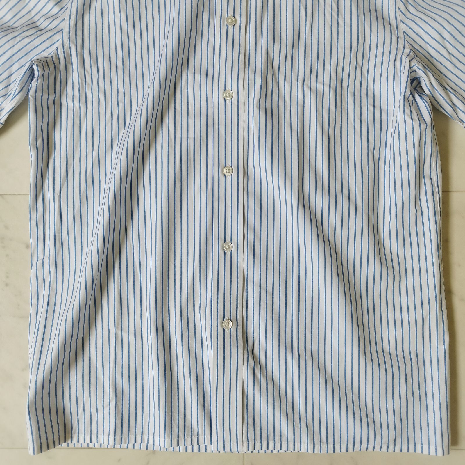 美品【マディソンブルー】 半袖シャツ RELAXED FIT SH P.STRIPE