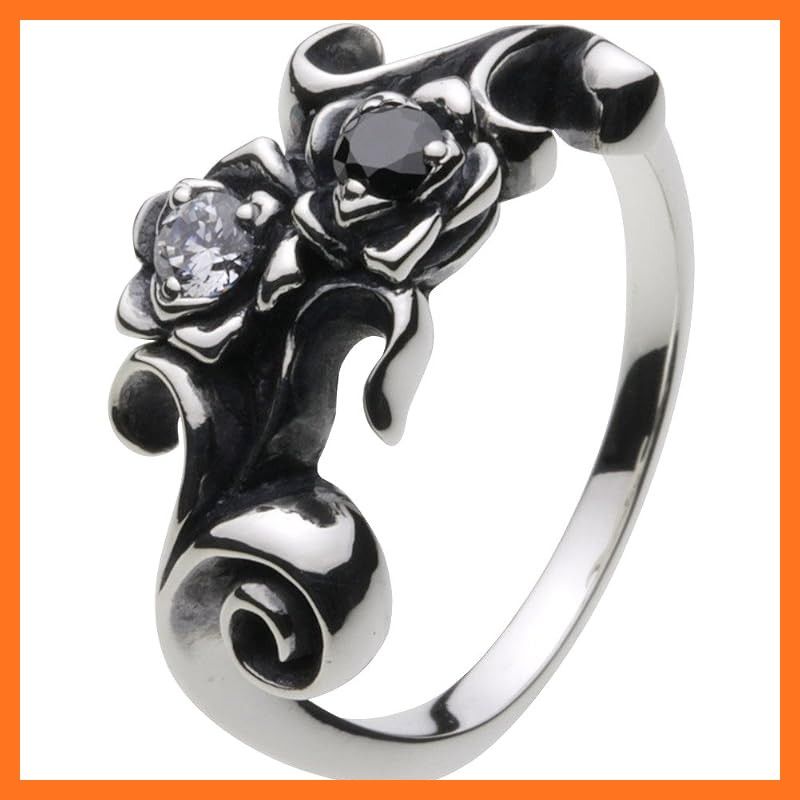 【新品】 [セノーテ] ダブル ローズ リング ホワイトジルコニア ブラックジルコニア【シルバー925 シルバーアクセサリー】 r0250 29号