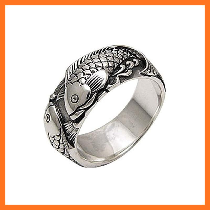 【新品】 r0550-17 [ブランド名：2PIECES] シルバーアクセサリー シルバーリング 指輪 メンズ リング 鯉 登龍門 (17号)