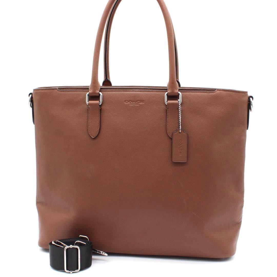COACH コーチ 2WAY トートバッグ ビジネスバッグ レザー ブラウン コーチ ビジネス トートバッグ 2way 肩がけ PC収納可 レザー ブラウン