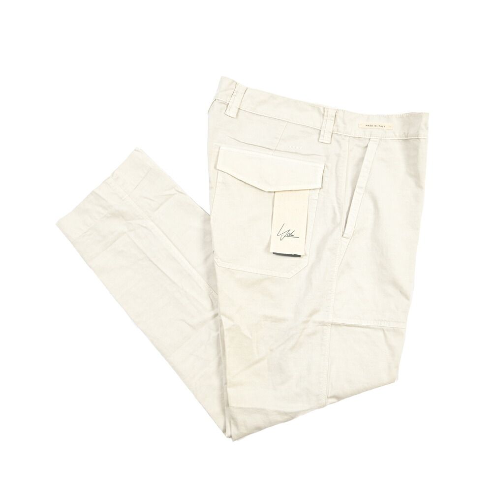 YCHAI イカイ / ROBUSTO ロブスト 麻混 ファティーグパンツ ノータック ベイカーパンツ 春夏 メンズ TAPERED FIT テーパードフィット コットン リネン ストレッチ ライトグレー イタリア製 444563