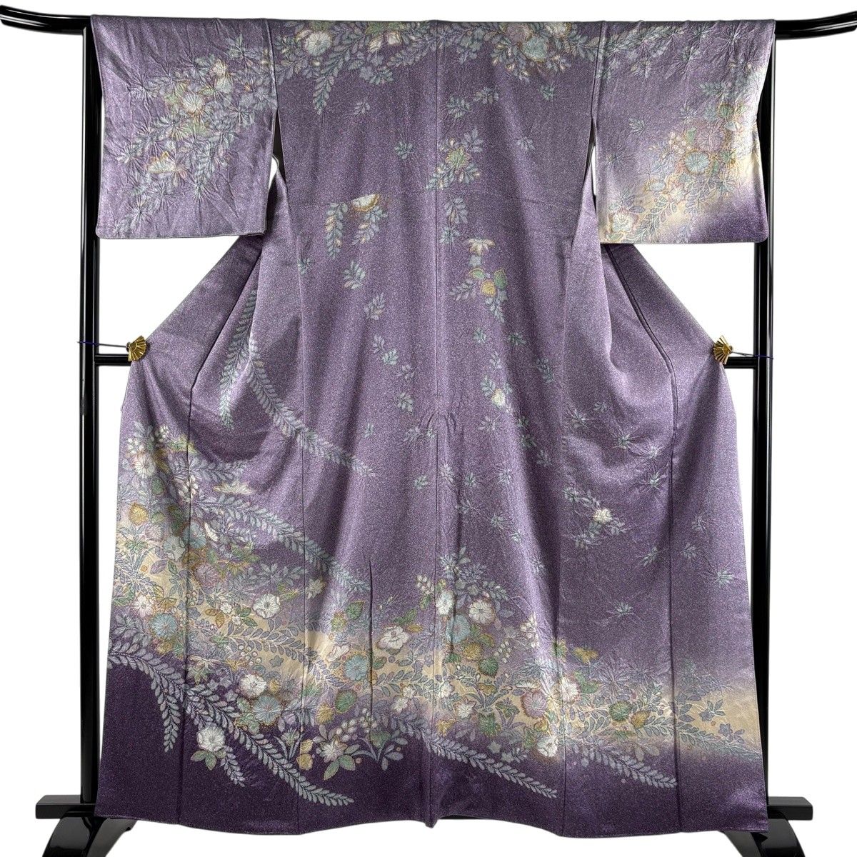 よもも様正絹紫系付け下げ　金彩 暈し　上品な逸品 訪問着 身丈161cm 裄丈66cm M 袷 辻が花 金彩 ぼかし 紫 正絹 名品