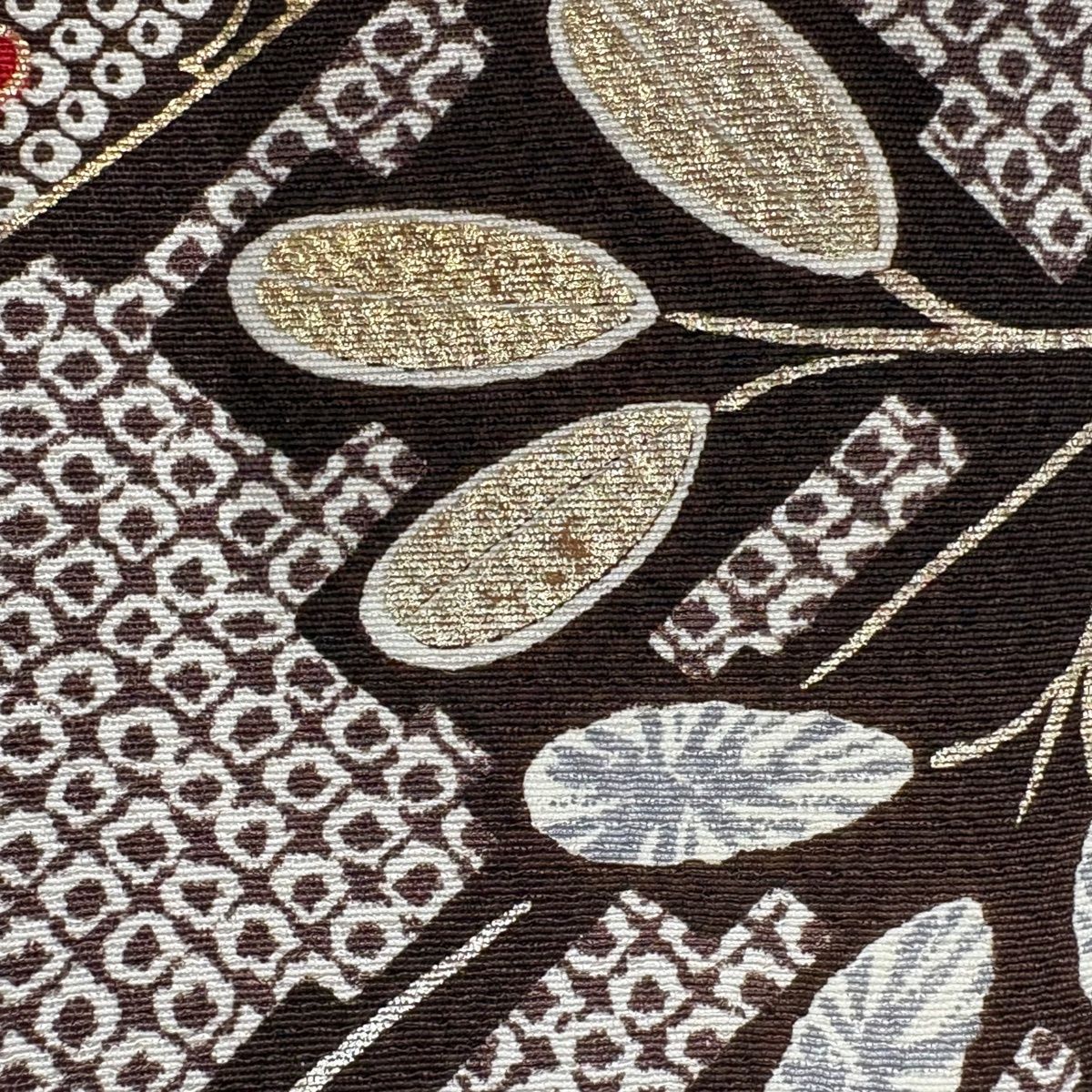 【美品】 付下げ 身丈153cm 裄丈64.5cm M 袷 熨斗 草花 菊 金銀彩 茶色 正絹 秀品 【中古】