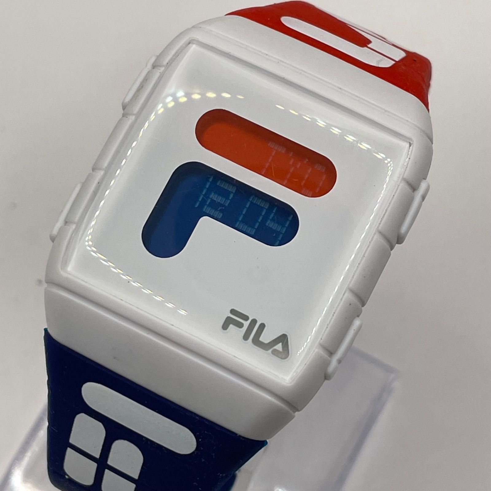 レア】FILA フィラ デジタル腕時計 トリコロール ビッグロゴ ラバー 