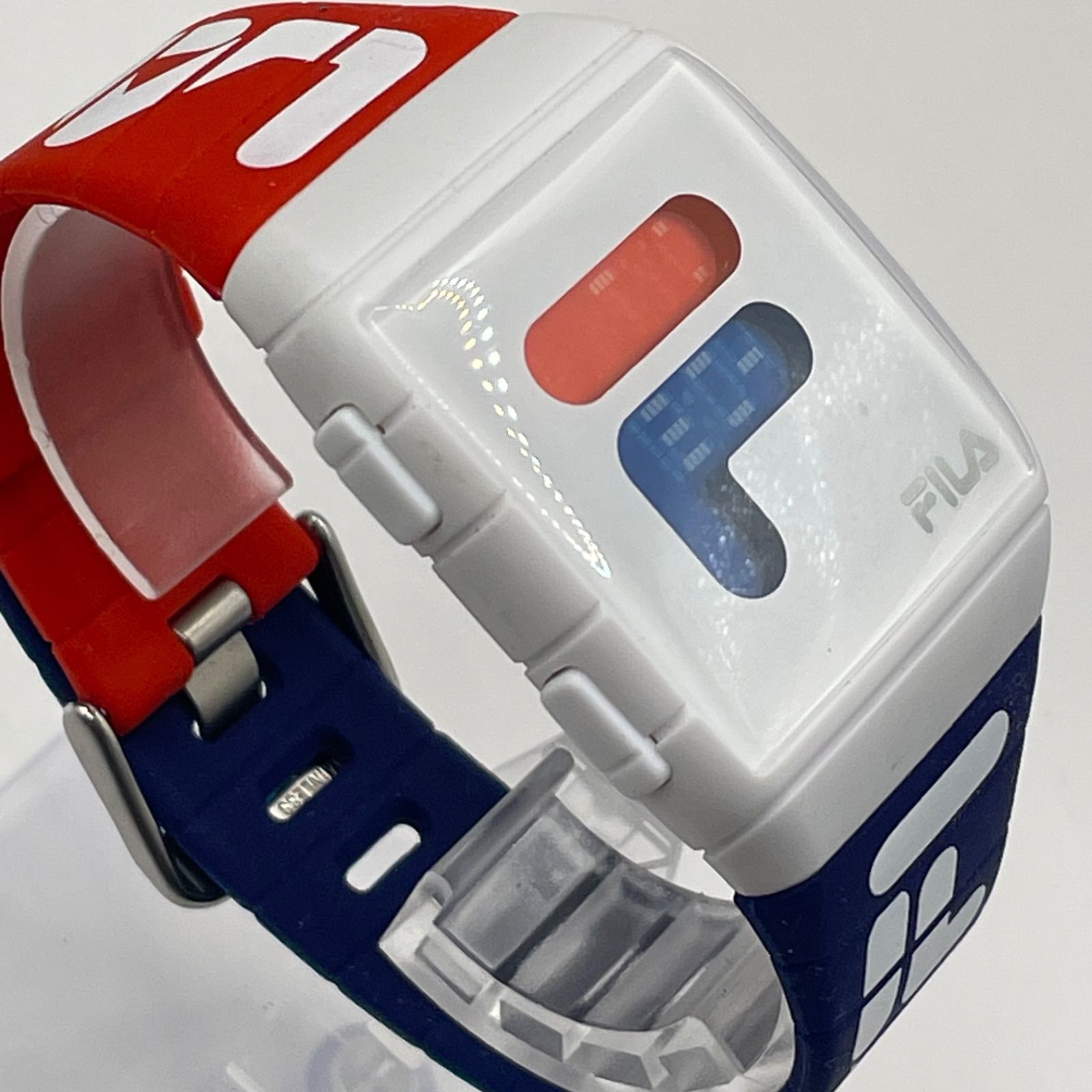 レア】FILA フィラ デジタル腕時計 トリコロール ビッグロゴ ラバー 