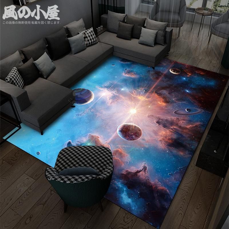 【数量限定】カーペット 天体柄 宇宙 惑星 インテリア ラグ じゅうたん マット 室内 洗える おしゃれ 230x160 300x200 クリスタルベルベット生地