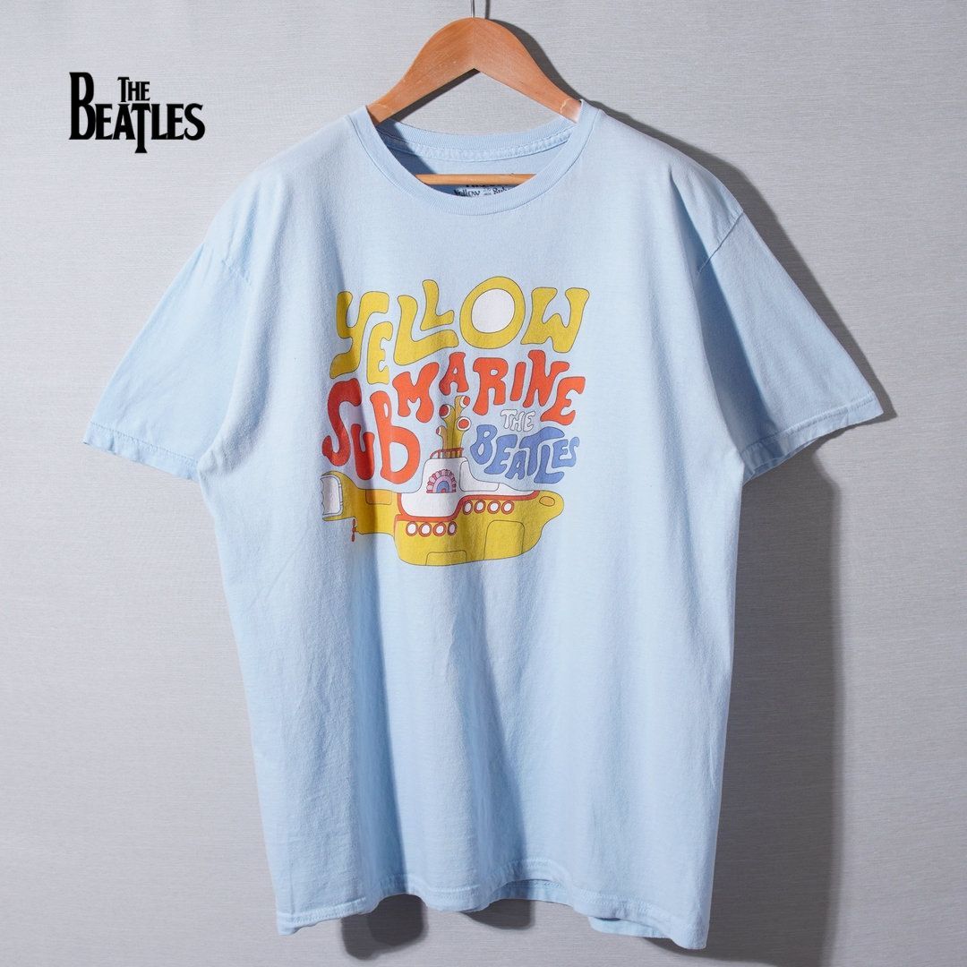 ビートルズ THE BEATLES Tシャツ L ライトブルー バンド バンT