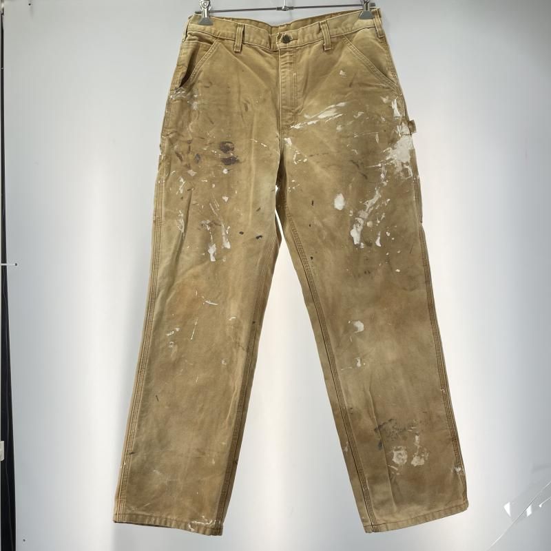 【中古】CARHARTT ペインターパンツ ペンキ加工 ベージュ サイズ32[19]