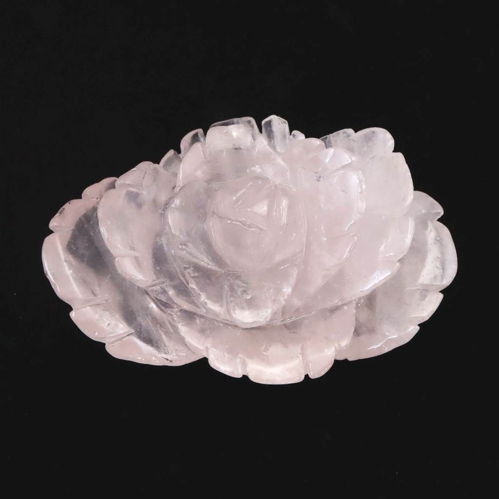 マダガスカル産 ローズクォーツ 薔薇彫刻置物　100mm 218g 【榎本通商31646】