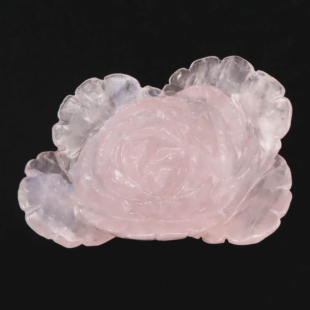 マダガスカル産 ローズクォーツ 薔薇彫刻置物　117mm 316g 【榎本通商56059】