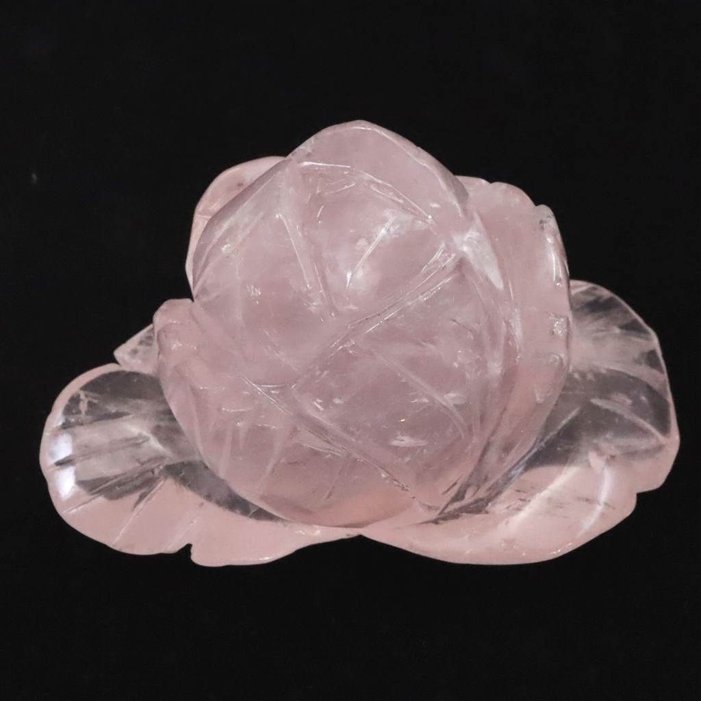 マダガスカル産 ローズクォーツ 薔薇彫刻置物 96mm 314g 【榎本通商33811】