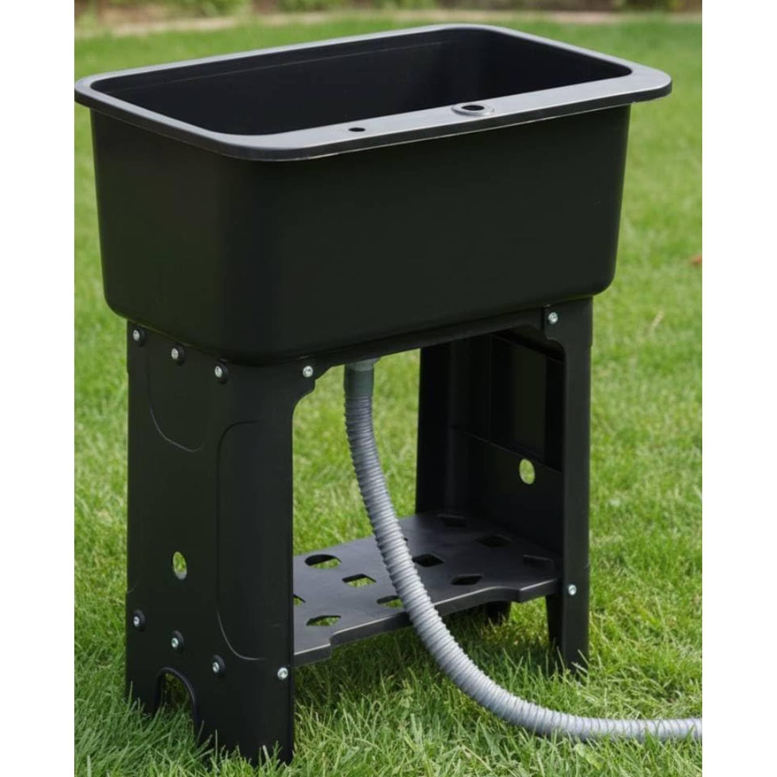 Bonarca 流し台 屋外 蛇口なし おしゃれ 自立型 【絶対に錆びない！】 幅60cm 深さ26.5cm 高さ76.5cm 自立 自立式 プラスチック 簡易 黒 深型 屋外シンク 屋外シンク流し台 作業台 ブラック ガーデンシンク キッチ 534ed733