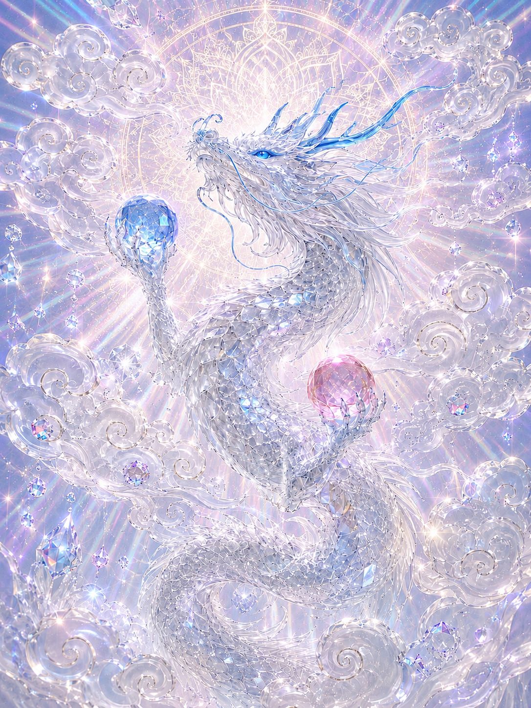 エネルギーアート／龍神 昇竜 白龍 開運絵画 風水 金運 厄除け 魔除け
