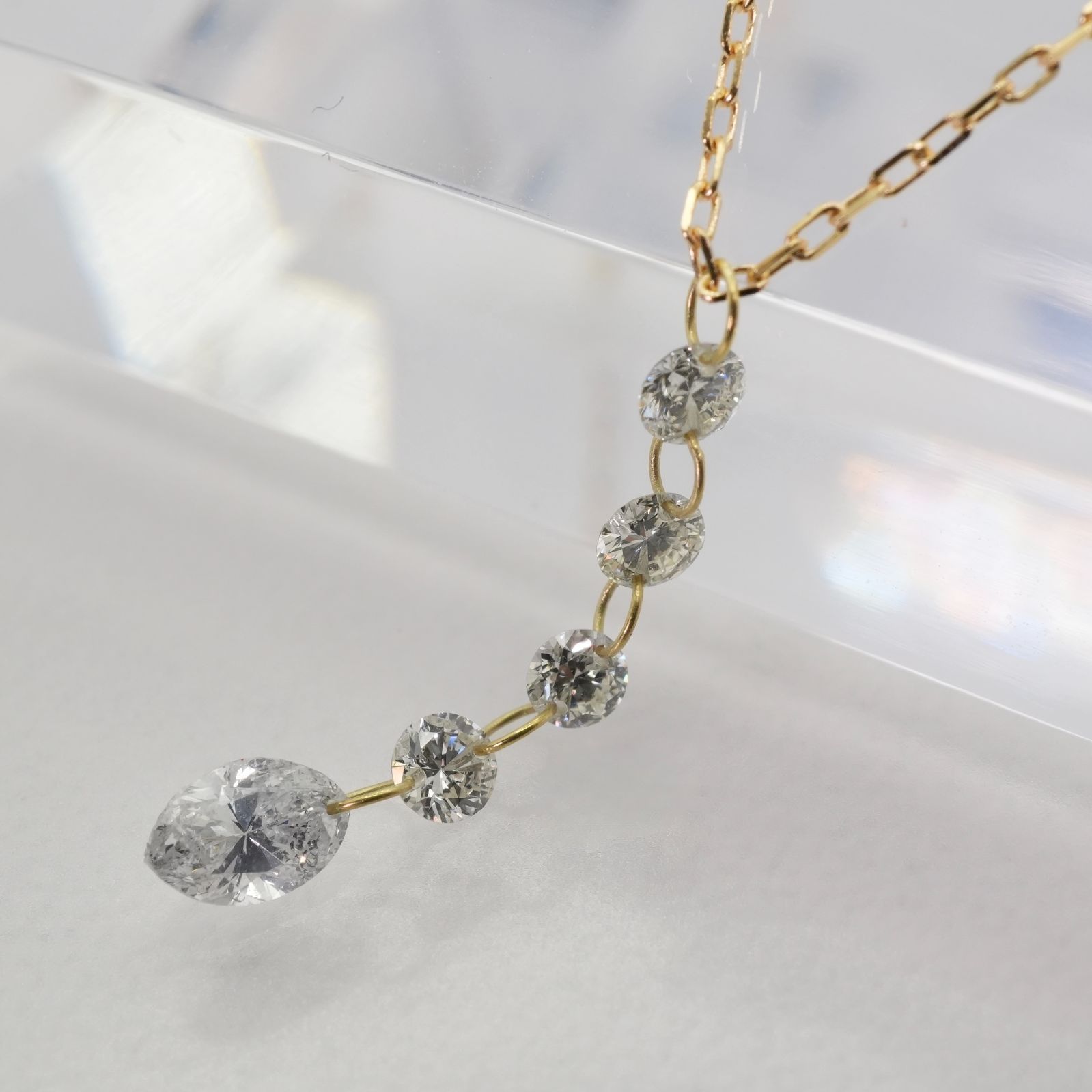 K18 ダイヤ 0.40ct 5連 レーザーホール ネックレス /25-2911 52,800円