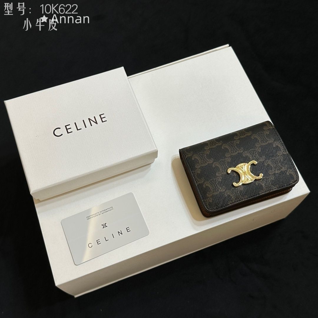 財布 未使用に近い お洒落 CELINE セリーヌ ウォレット 折り財布 小銭入れ