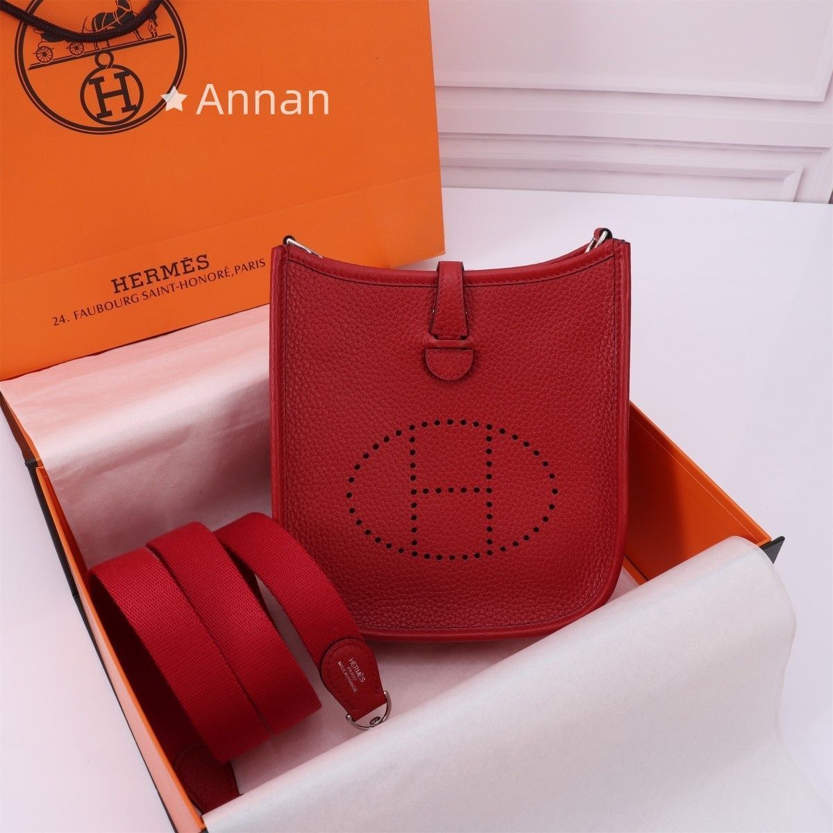 美品 HERMES エルメス ショルダーバッグ エヴリン TPM 16 ブラック フェルト