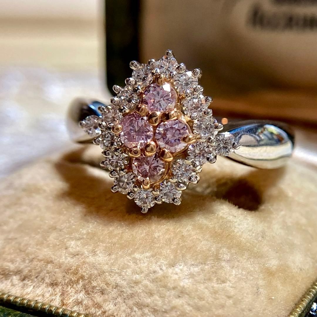 pt900 gracefully blooming flower natural pink diamond natural diamond ring ring