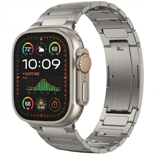 【純チタン製】RHBBBDN アップルウォッチ用 バンド Ultra 3/2/1 Series 11/10/9/8/7/6/5/4 対応 Apple Watch ベルト 49mm 46mm 45mm 44mm 超軽量 チタン メタル 工具不要 f8dd5292