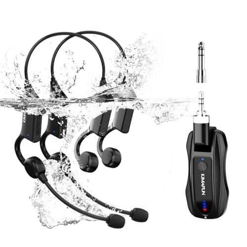 【新品】完全防水 ワイヤレスマイク 2人用 2.4Gヘッドセットマイク IP67防水 プールやジムでのフィットネス・ヨガ・水泳に スマホ/タブレット/スピーカー対応 軽量設計