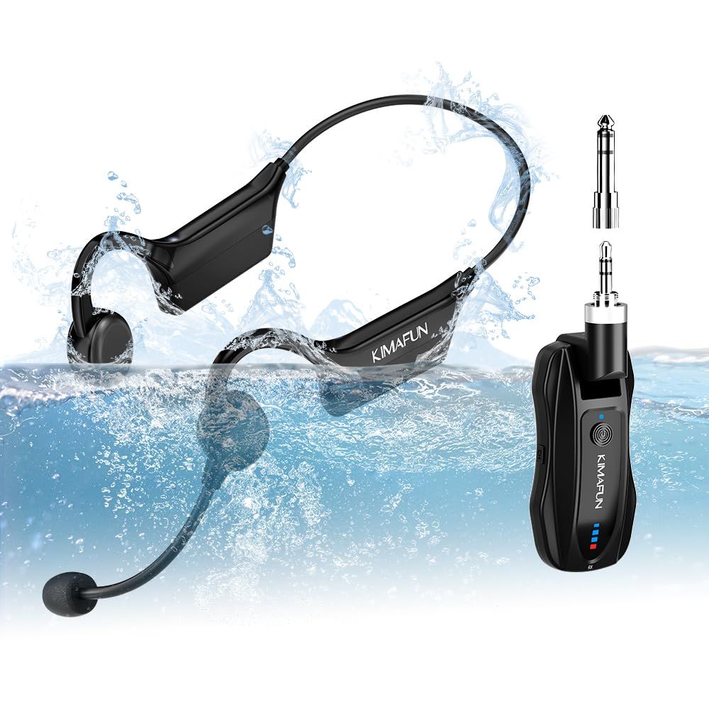 ヘッドセットマイク ワイヤレス完全防水マイク 2.4G無線 IP67防水＆防塵 新品】ワイヤレス 完全防水マイク 2.4G無線フィットネスヘッドセット