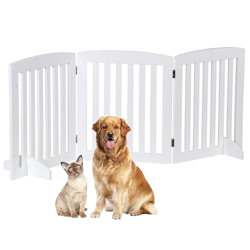 JupiterForce ペットゲート 木製 犬 ゲート 置くだけ ペットフェンス 自立式ゲート 小型犬 中型犬 猫 脱走防止 ペット さく 柵 犬用フェンス ペットガード 安全柵 階段 出入り口 玄関用 重量6.35kg 幅153x高さ61 df083444