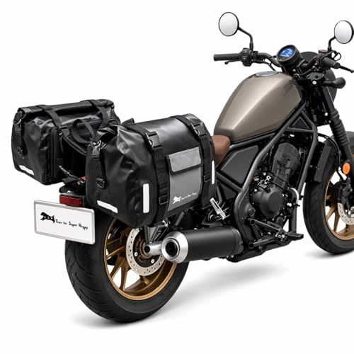 T.S.H バイク用防水サイドバッグ 左右セット 底面補強シート付 ６０L アクセサリー 防水 エンジンガードバッグ バイク サイドバック ショルダーバッグ ストラップ付き サイドバッグ バイク用ライディングツール 大容量 (ブラック・グレー ebd0bf08
