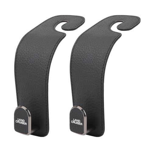 ランドクルーザー 専用 ヘッドレストフック 本革 シートフック 荷物かけ メタルフック ブラック 2本セット | 高耐荷重設計 幅広 多用途 車用ハンガー バッグ 傘掛け 工具不要 取付簡単 収納 車 アクセサリー 便利グッズ 高耐久性 ネジ固定ts