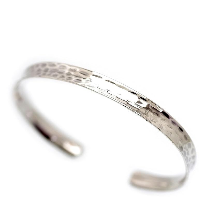 [シルバーワン] シルバー925 タタキ バングル メンズ c3 そり型 細め ハンマード 鎚目 (ブレスレット bracelet)