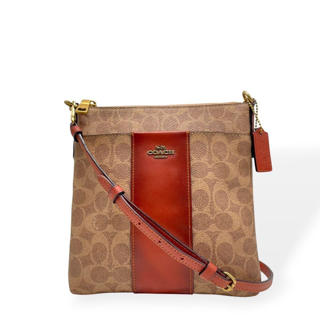 極美品　COACH コーチ　ショルダーバッグ　PVC レザー　ブラウン
