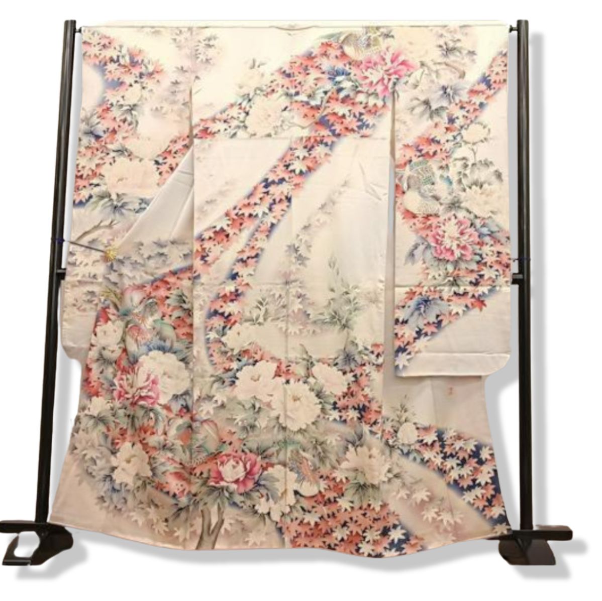 高級振袖 5点セット 刺繍 鴛鴦牡丹文 暈し染め 日本工芸会正会員 福島
