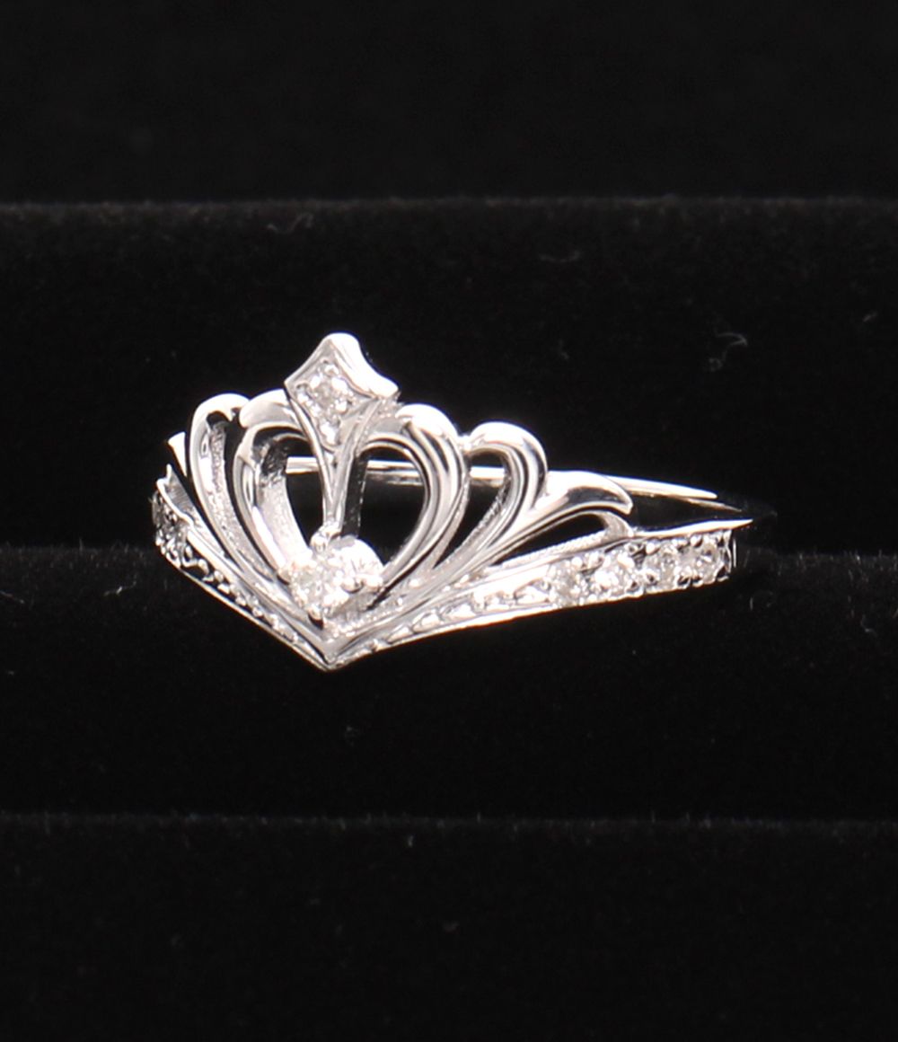 美品 サマンサティアラ リング 指輪 K18WG ダイヤ 0.09ct ティアラ 