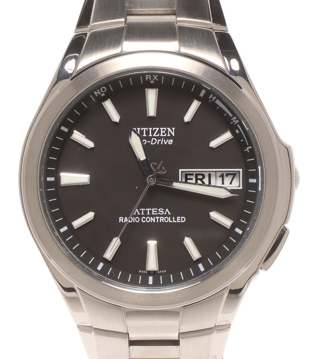 美品 シチズン 腕時計 ソーラー電波 アテッサ ATTESA H100-T010431 ソーラー ブラック メンズ CITIZEN