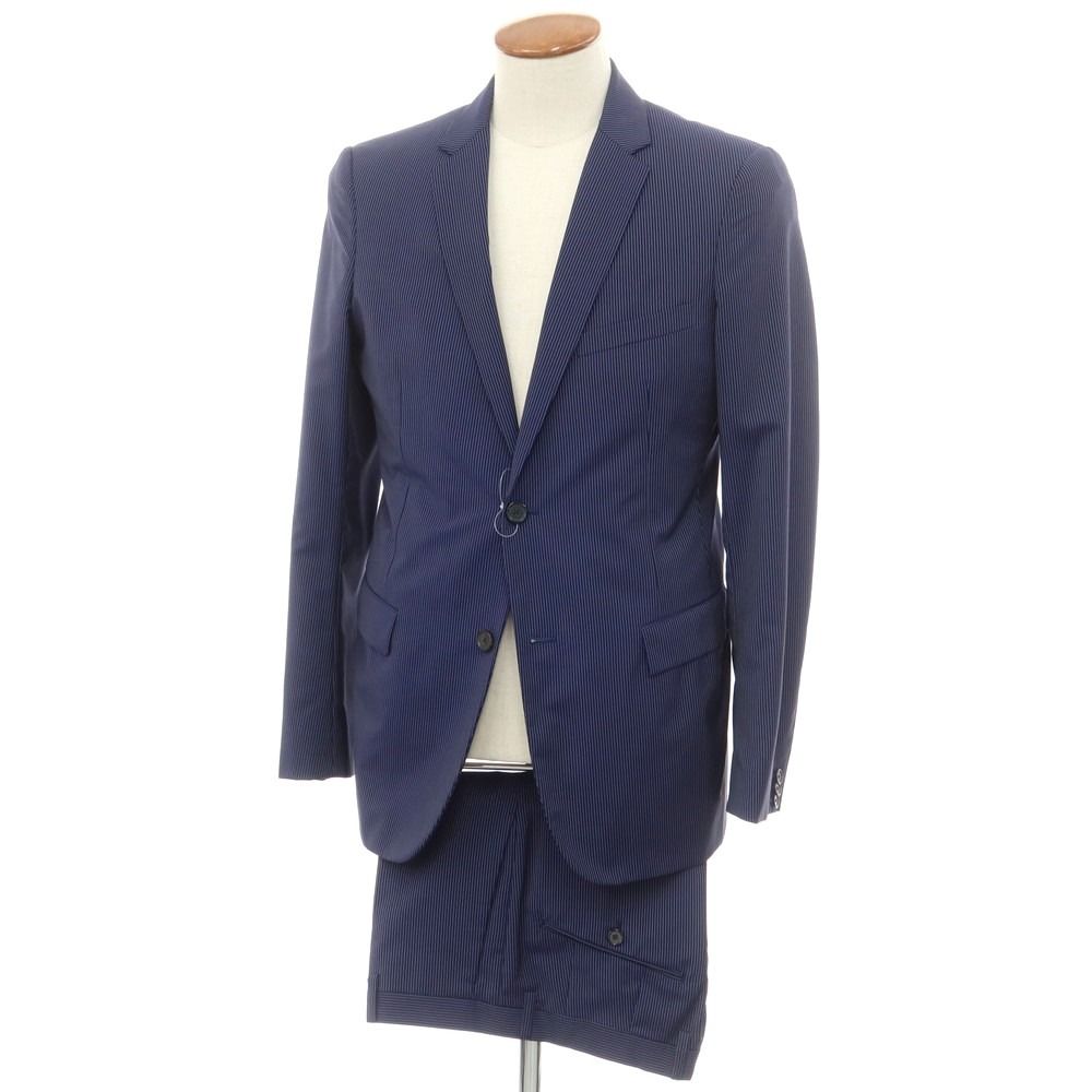 【中古】ジルサンダー JIL SANDER ウール ストライプ 2つボタンスーツ ネイビーxホワイト【サイズ48】【メンズ】