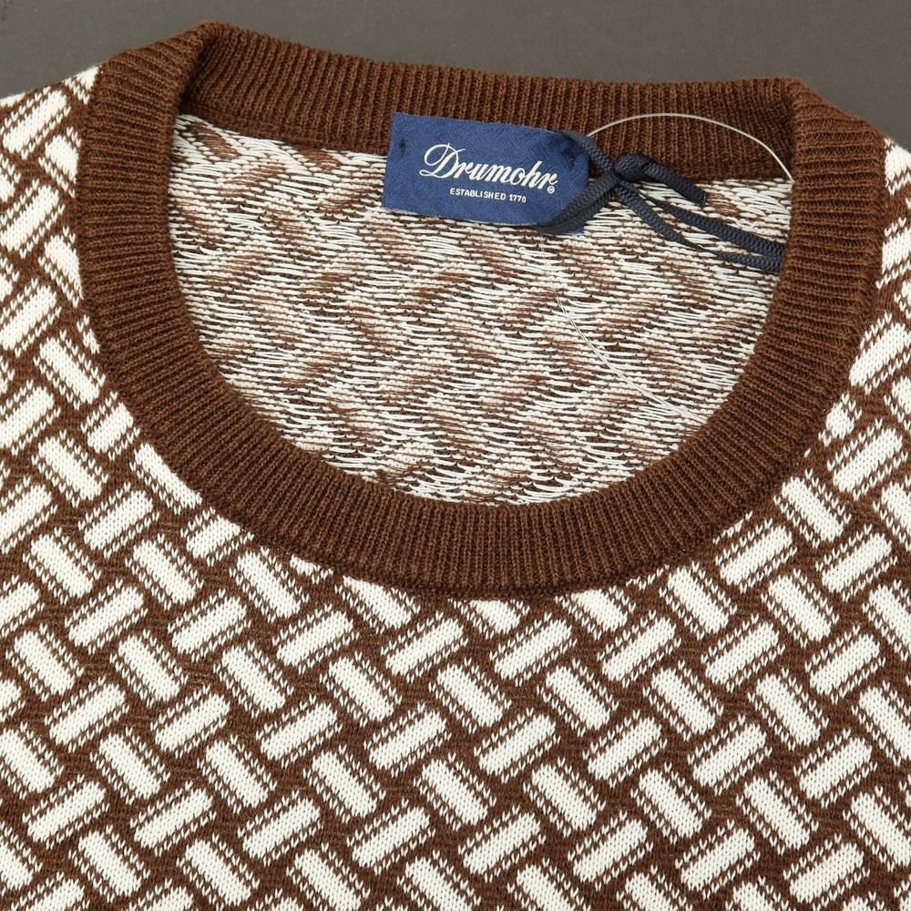 新品】ドルモア DRUMOHR コットンリネン ビスコッティ柄 クルーネック
