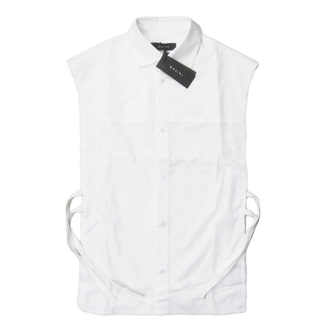 新品 QASIMI カシミ 20SS SOOK POPLIN BIB SHIRT メッシュライナーノースリーブシャツ SH11 44 ホワイト ジレ ベスト トップス g3012