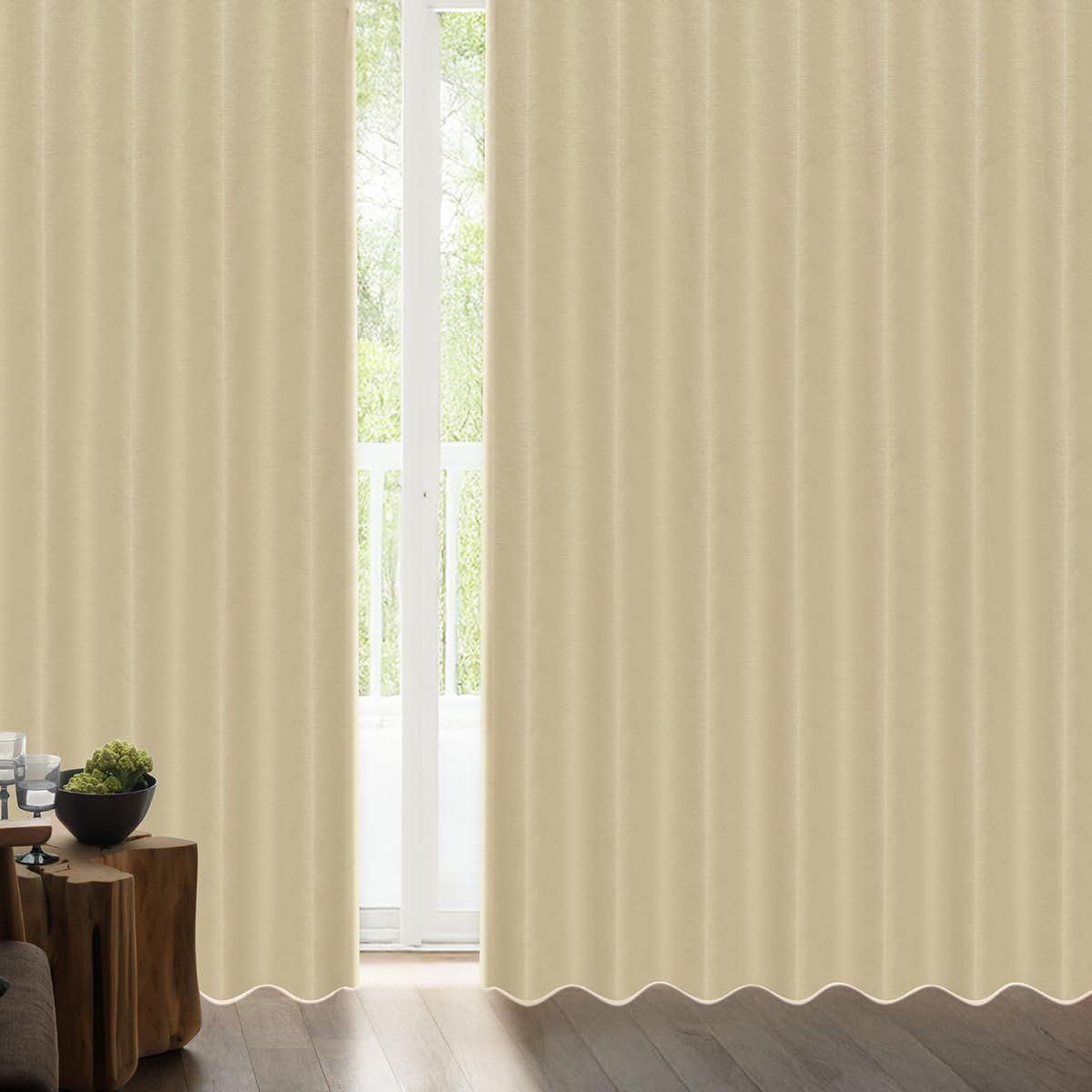 色： ベージュ 全13色 サイズ：（幅）100cm×（丈）178cm×2枚入 遮光1級 静 / 高断熱 防音効果で生活音を軽減 Bフック/タッセル付き 断熱・遮熱カーテン完全遮光生地使用遮音