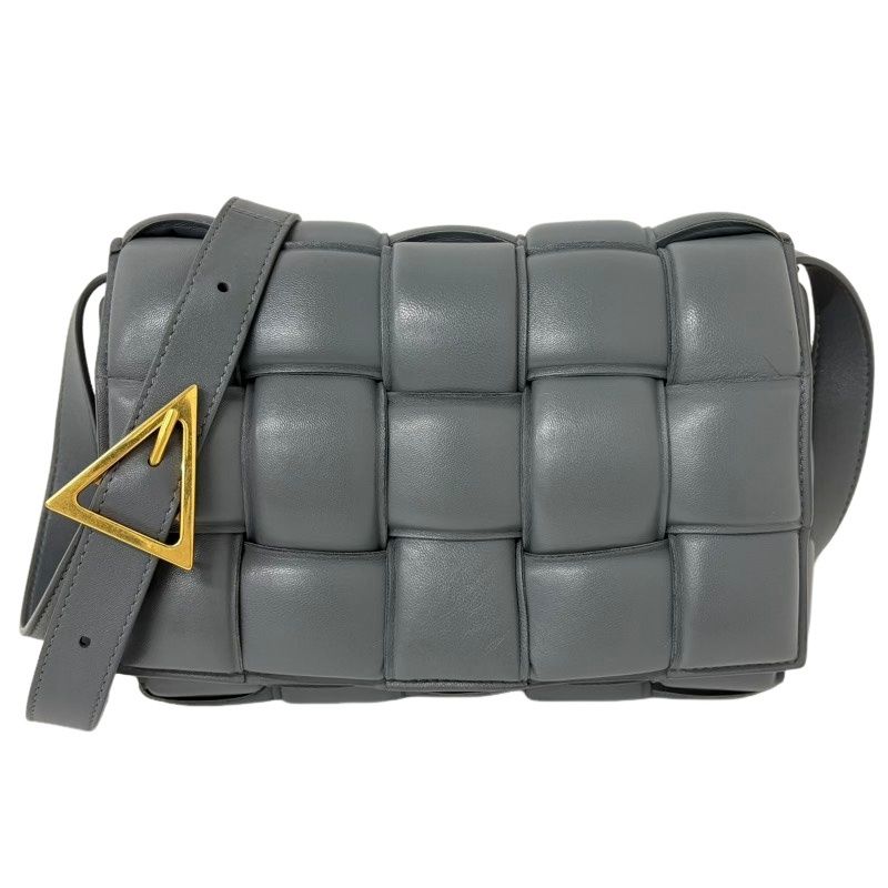 BOTTEGA VENETA ボッテガヴェネタ パデッド カセット 591970 グレー 本革 レザー ショルダーバッグ レディース 【中古】 22607K269